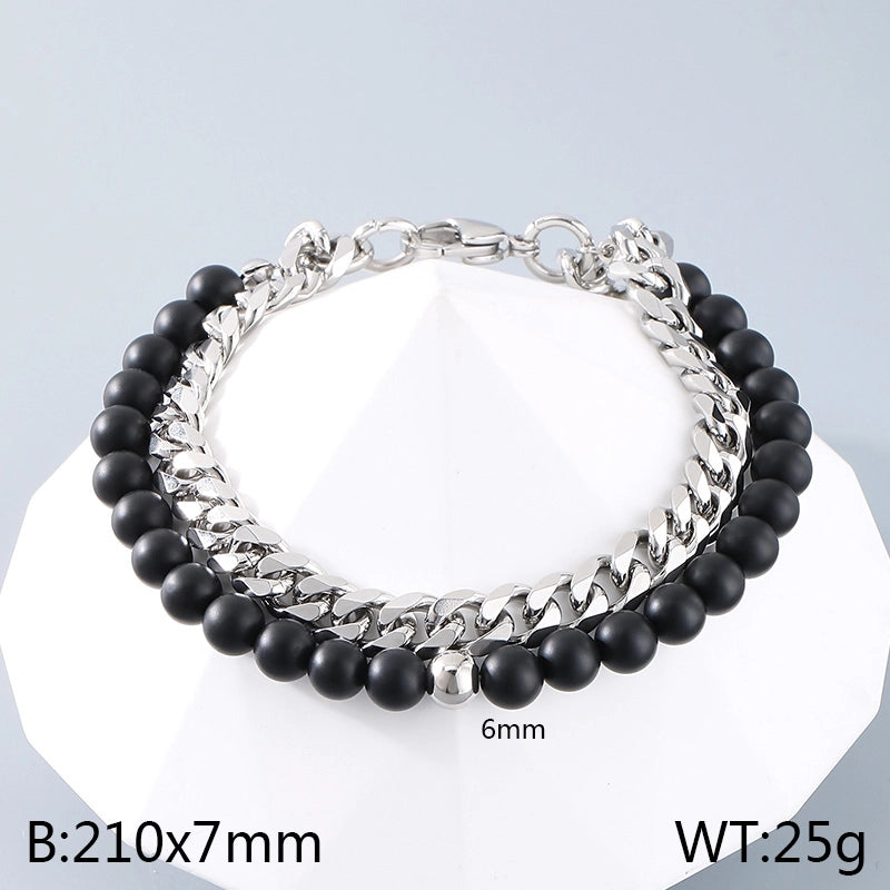 Minimalist Round 304 Stainless Steel Beaded Chain Cuban Link Chain Curb Chain Bracelets In Bulk