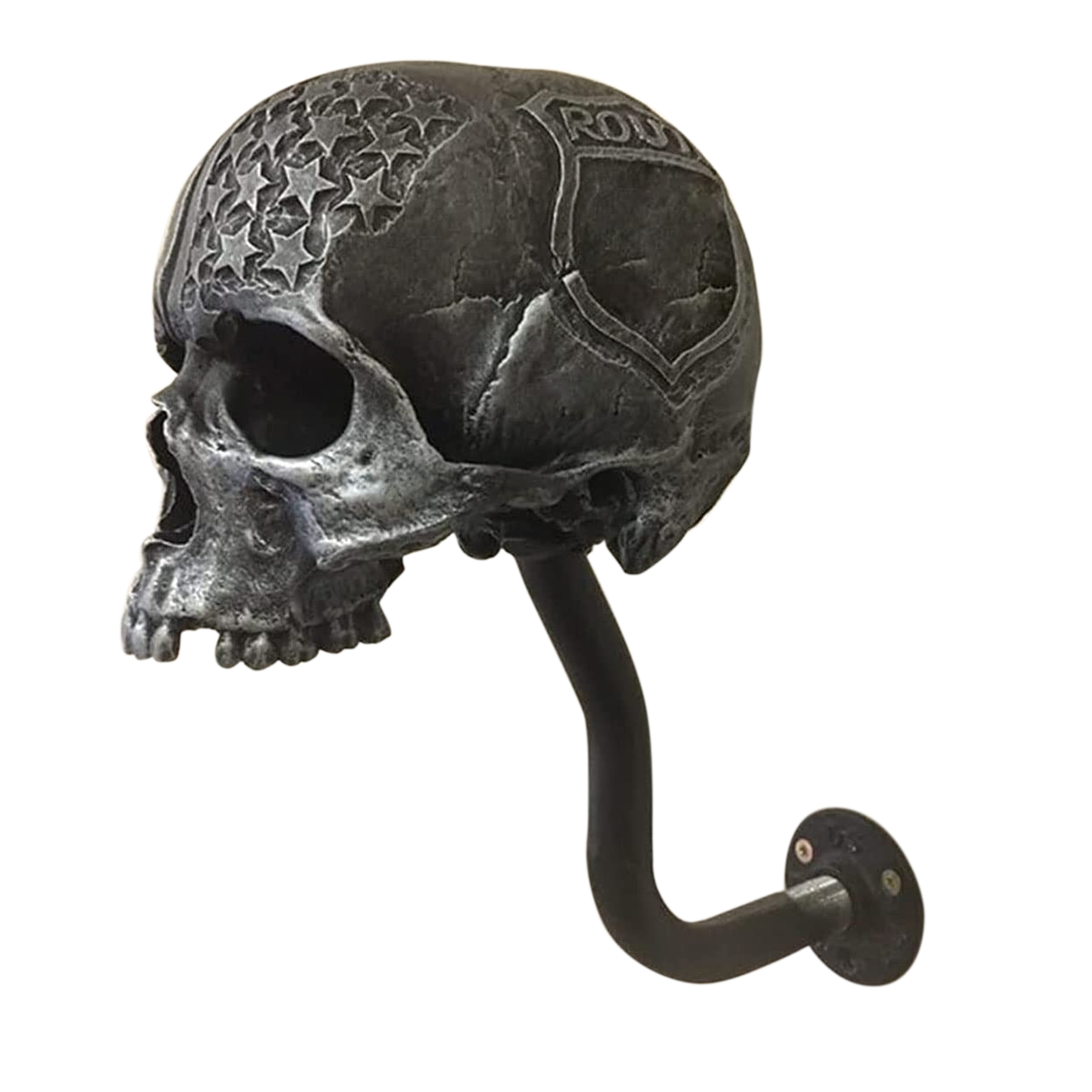 Skull Shape Helmet Stand - Resin Motorcycle Helmet Skull Hat Key Holder (A)