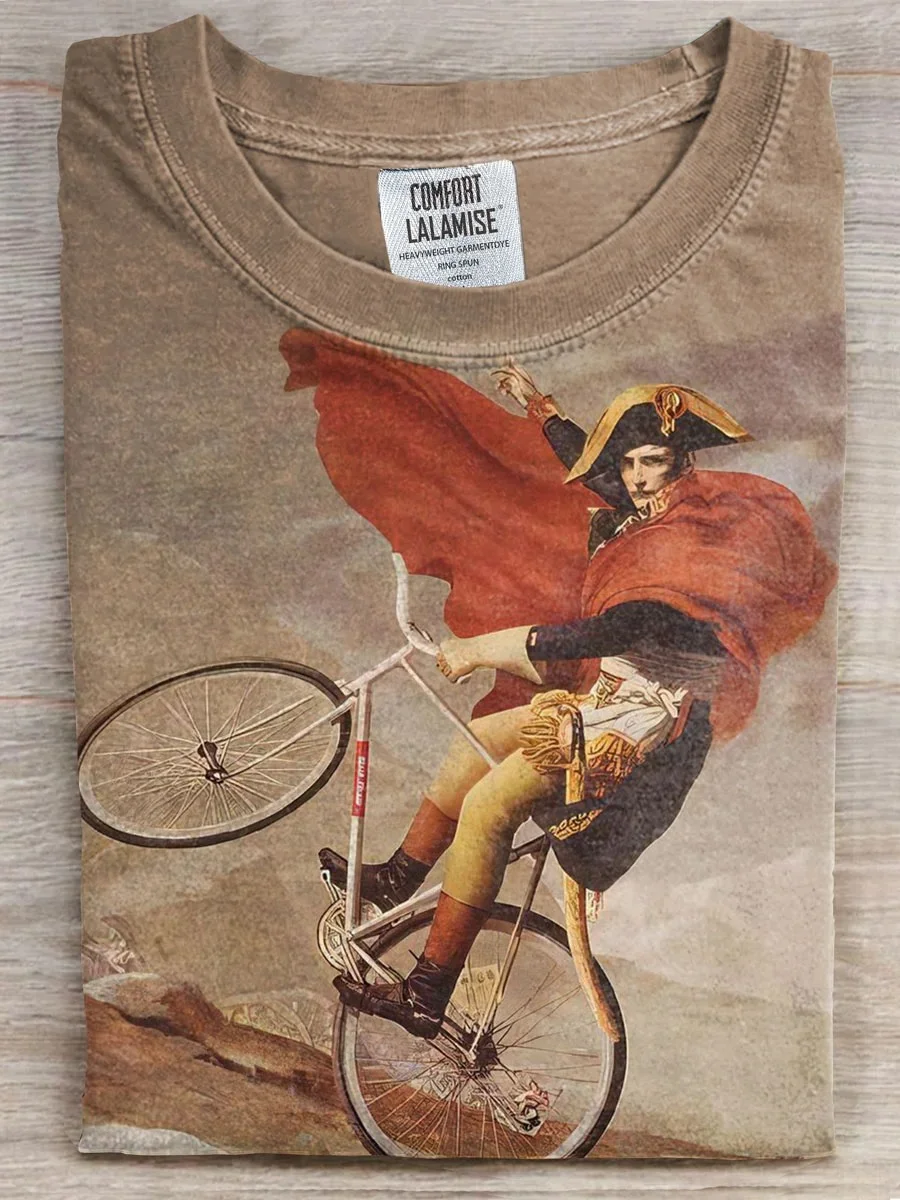 Eagerlys  Funny Napoleon Bike Art Print T-shirt Eagerlys