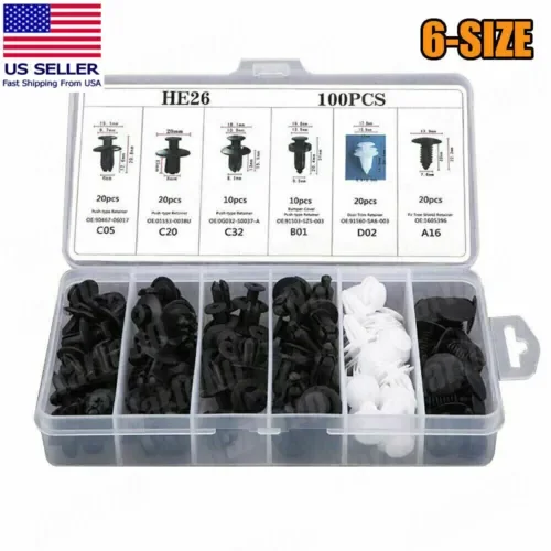 Parts Car Body Plastic Fender Bumper Tool Trim Retainer Fastener Clips Kit 100Pc (For: Bugatti) Parts