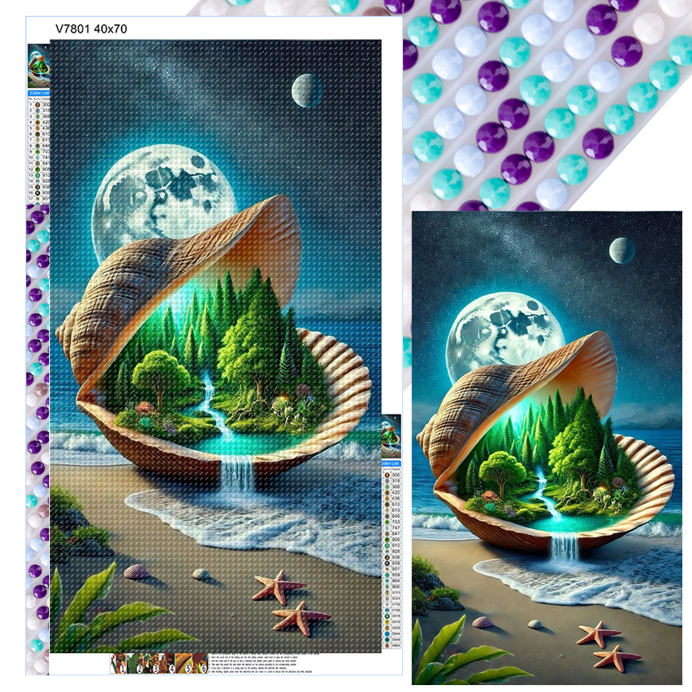 Shell Forest Under The Moon 40*70cm(canvas) full round drill diamond painting