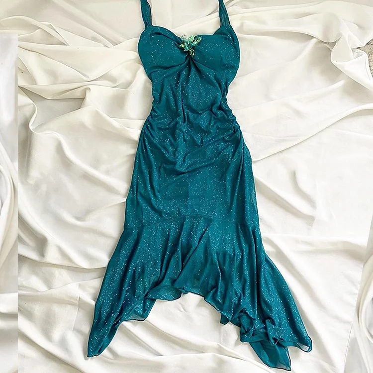 Blue Sparkling Fairy Short Chiffon Homecoming Dress Birthday Dress