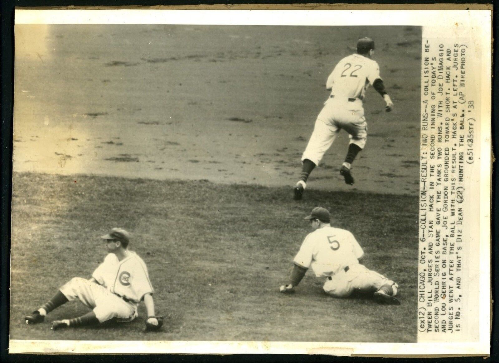 Dizzy Dean Stan Hack Bill Jurges 1938 World Series Press Wire Photo Poster painting Yankees