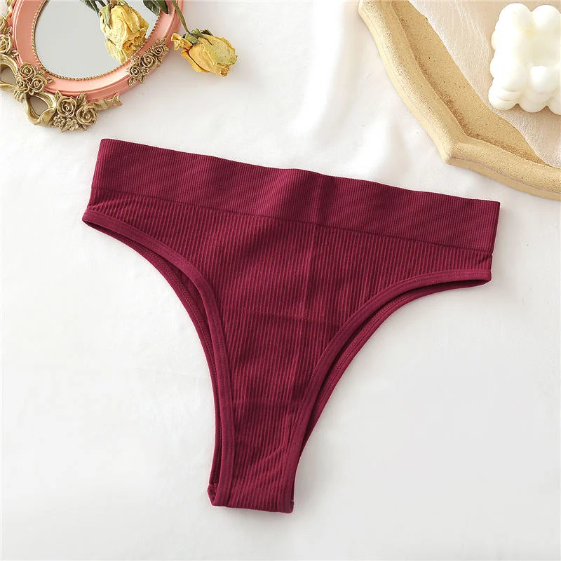 1/2PCS Thong Panties Sexy Underwear for Women G-String Female Underpants Solid Color Briefs Girls Seamless Intimates Lingerie