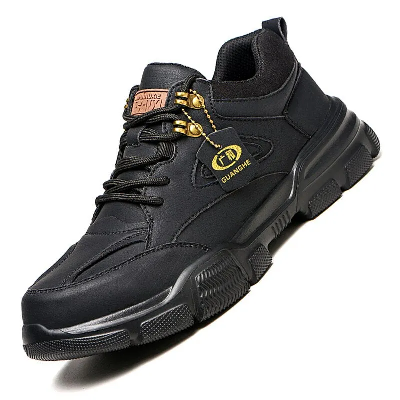 Men's Safety Work Shoes Steel Toe Kevlar Puncture-Proof Anti-Smashing  Men Ankle Boots Protective Sneakers Casual Leather Shoes
