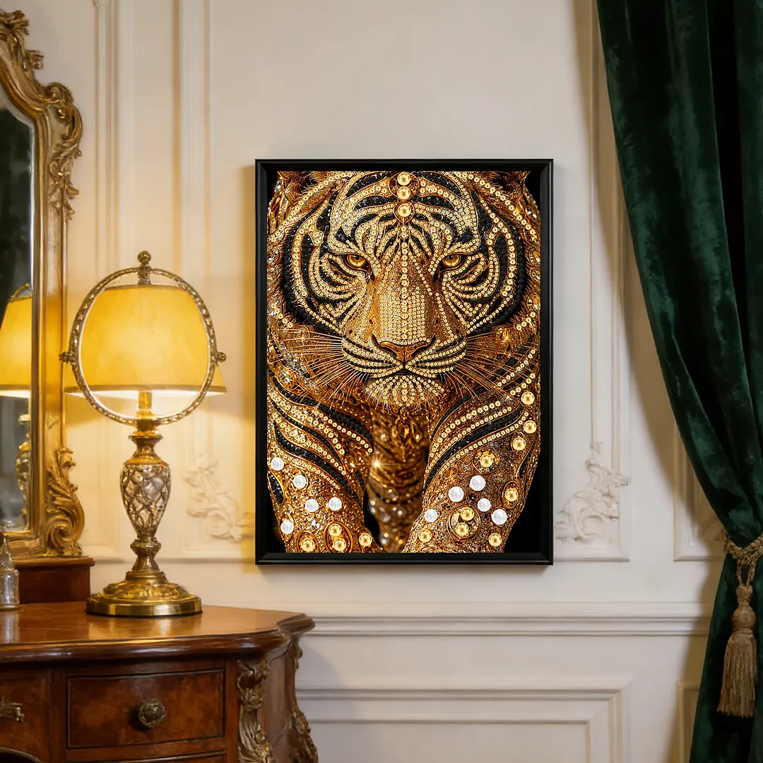 Pearl Painting Kit for Adults Golden Tiger 11.81x15.75in