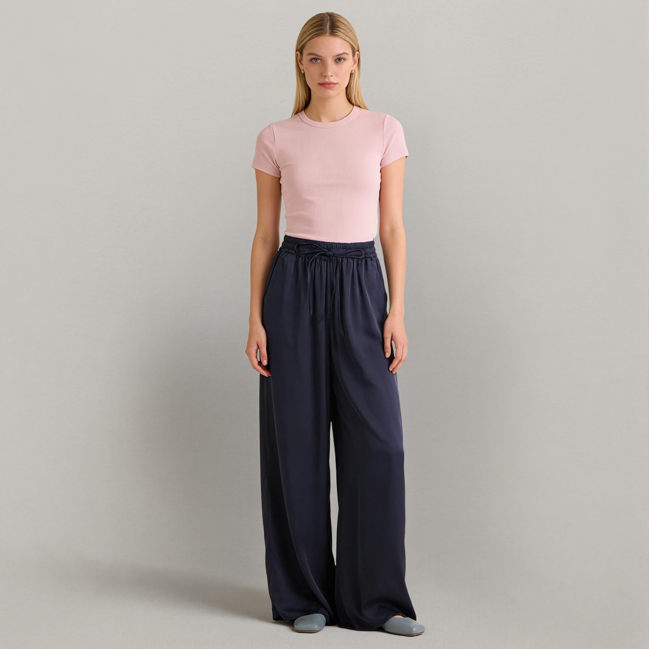 Women's Silk Stretch Double Georgette Wide Leg Pants REAL SILK LIFE