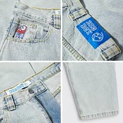 Standawon school outfits Hip Hop Polar Big Boy Jeans Y2K Pants Sweatpant Cartoon Retro Blue Baggy Jeans Embroidery Men Women Fashion Casual Wide Trouser