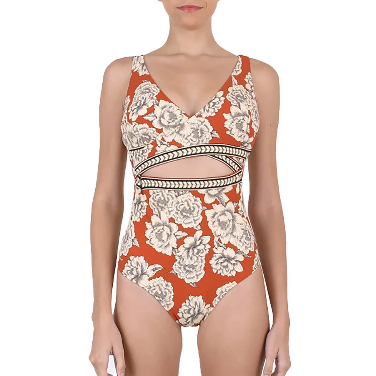 Peony Printed One Piece Swimsuit and Sarong 
