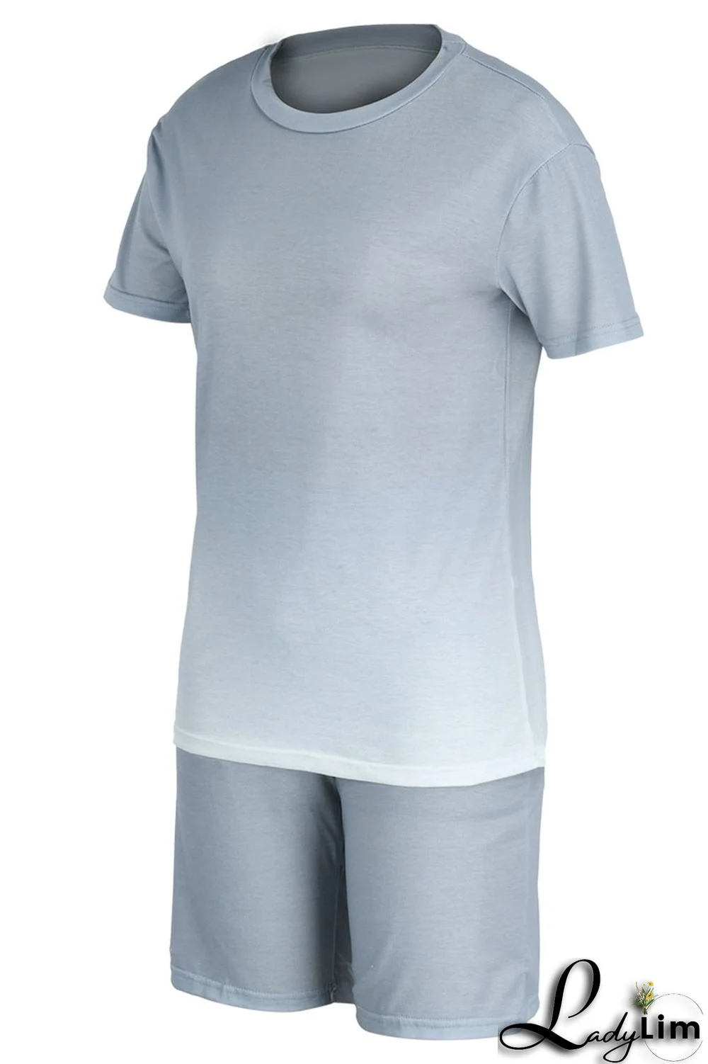 Grey Fashion Casual Street Sportswear Gradual Change Solid O Neck Plus Size Two Pieces