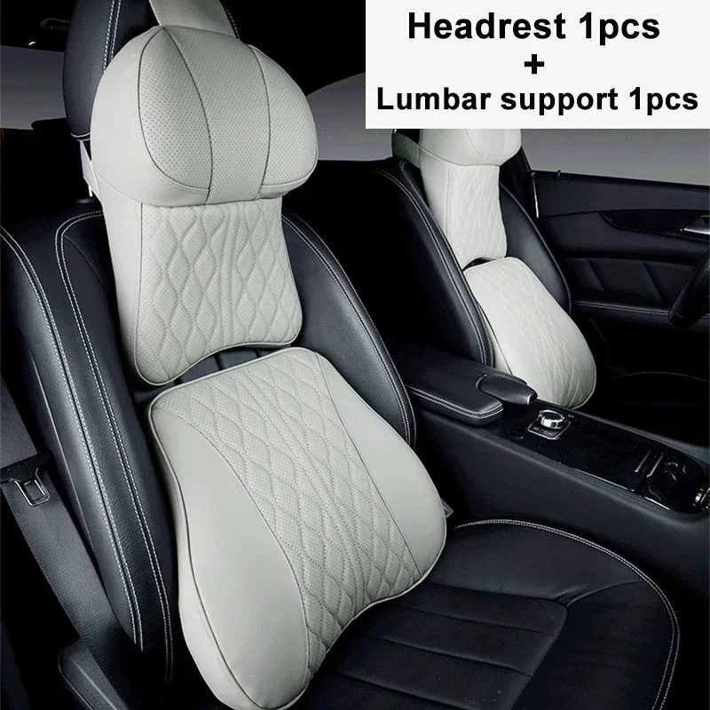 🔥Hot sale exclusive logo🔥Car leather headrest neck pillow car cushion