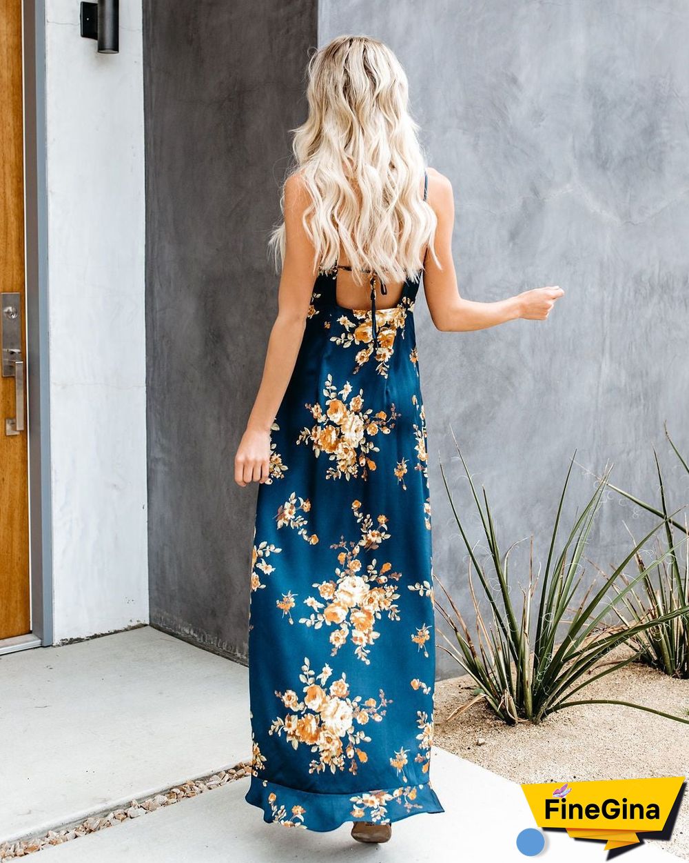 Summer Satin Dress Isn Sexy Fork V Collar Mid-waist