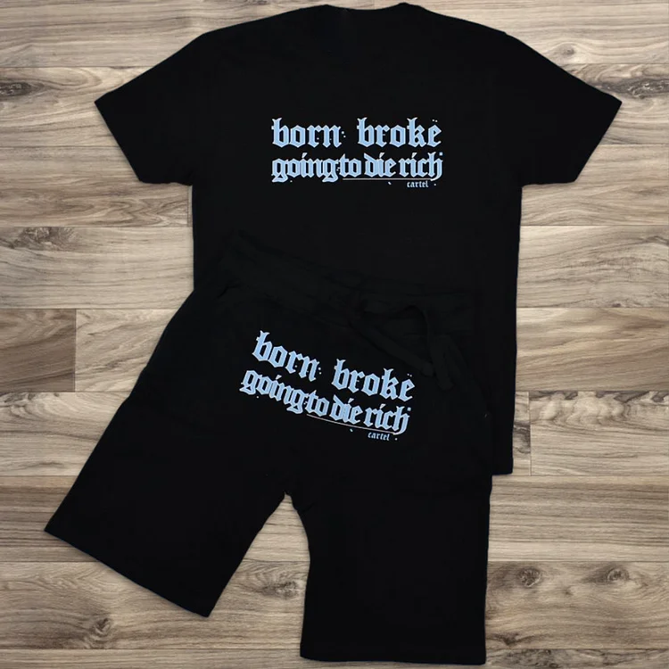 Casual Alphabet Print Short Sleeve Suit