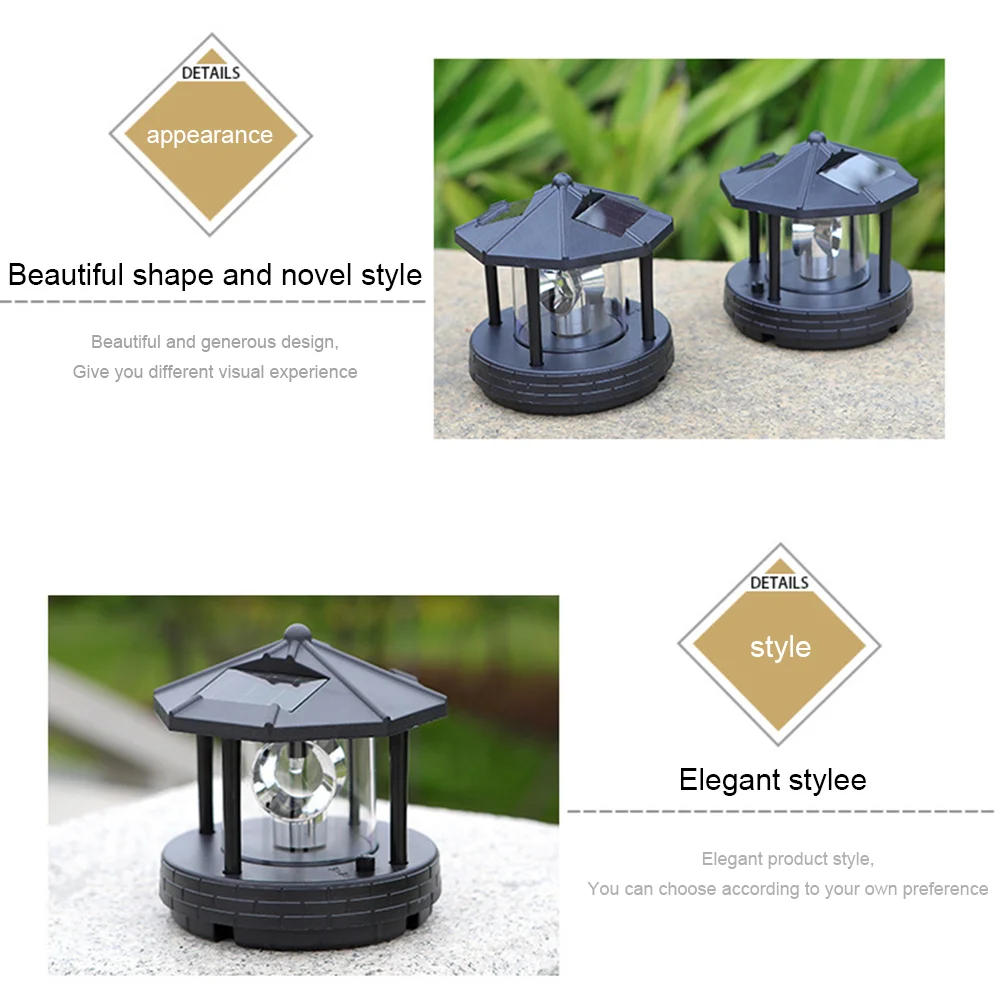 Solar LED Light Rotating Lighthouse Landscape Lamp Garden Decoration (A)