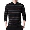 STRIPED LONG SLEEVE LAPEL POLO SHIRT