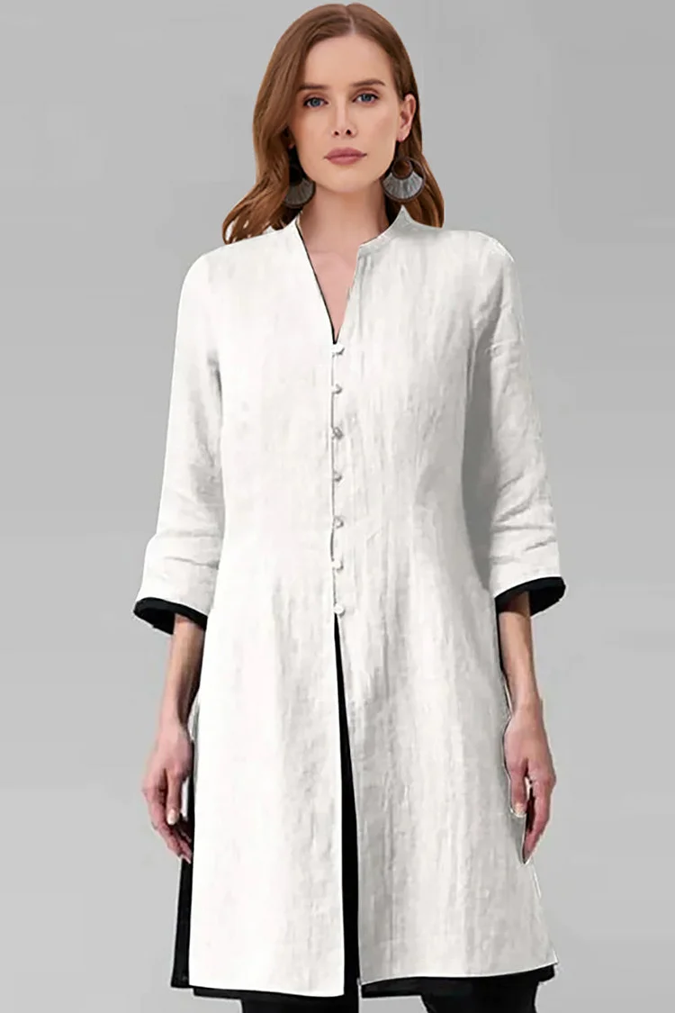 Irregular Cotton And Linen Shirt Cardigan