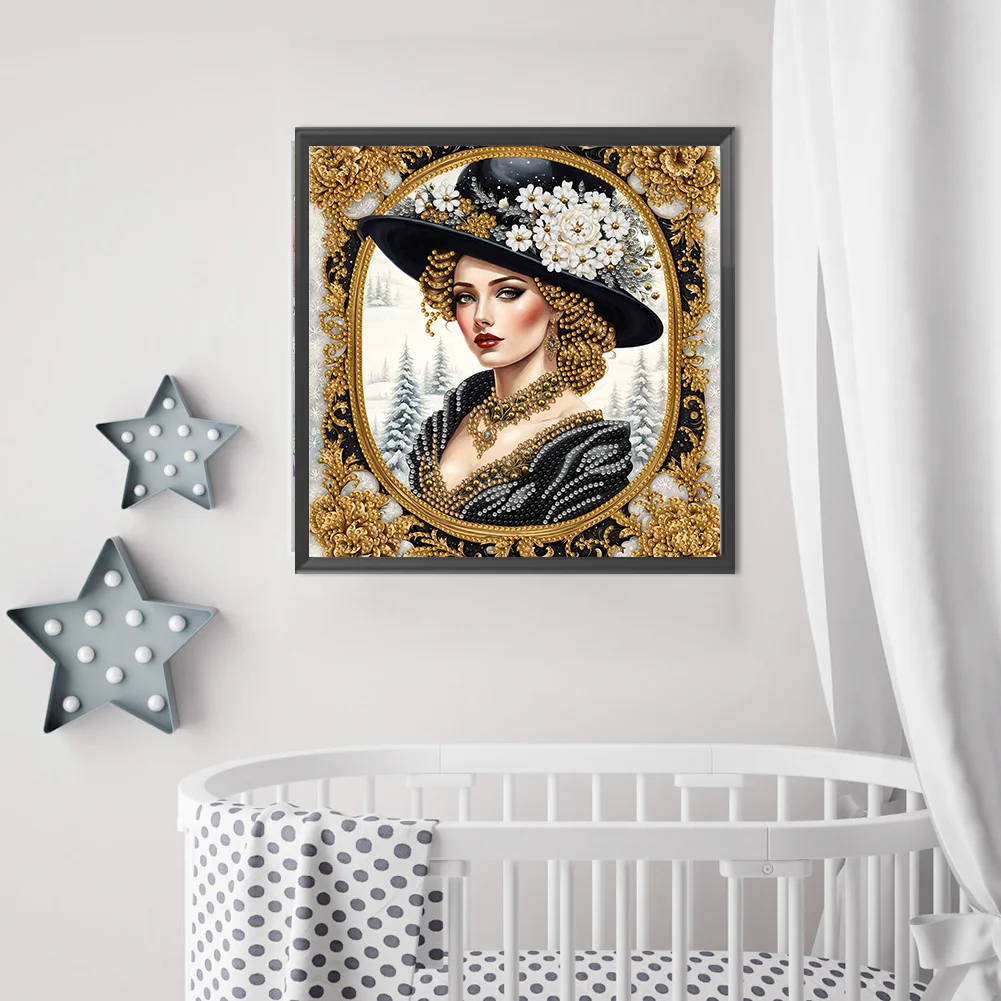 Diamond Painting - Partial Special Shaped Drill - Fashion Lady(Canvas|30*30cm)
