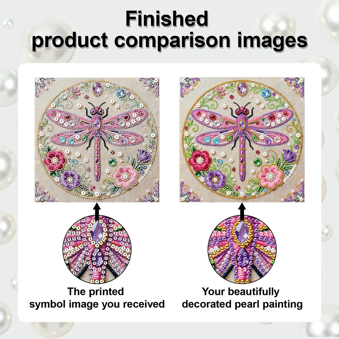 Dragonfly Art Diamond Painting Kit for Adults Home Decor 25x25cm With Frame
