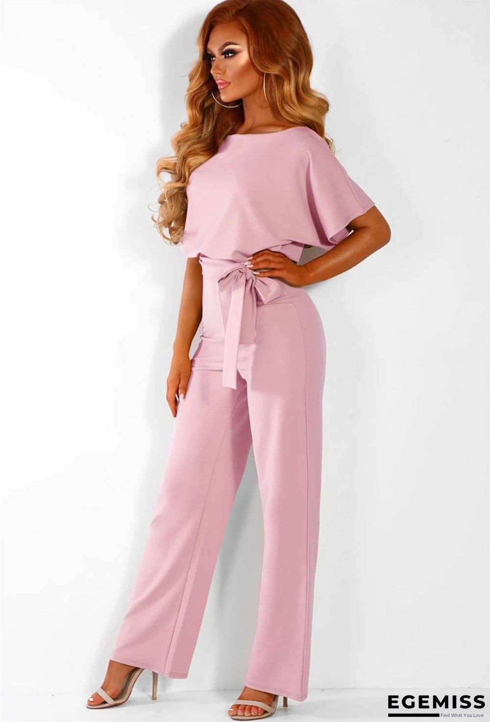 Button Lace-up Short-sleeved Jumpsuit | EGEMISS