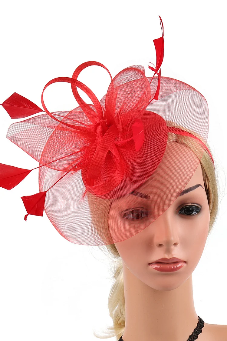 Vintage Elegant Bride Feather Mesh Headwear Hat