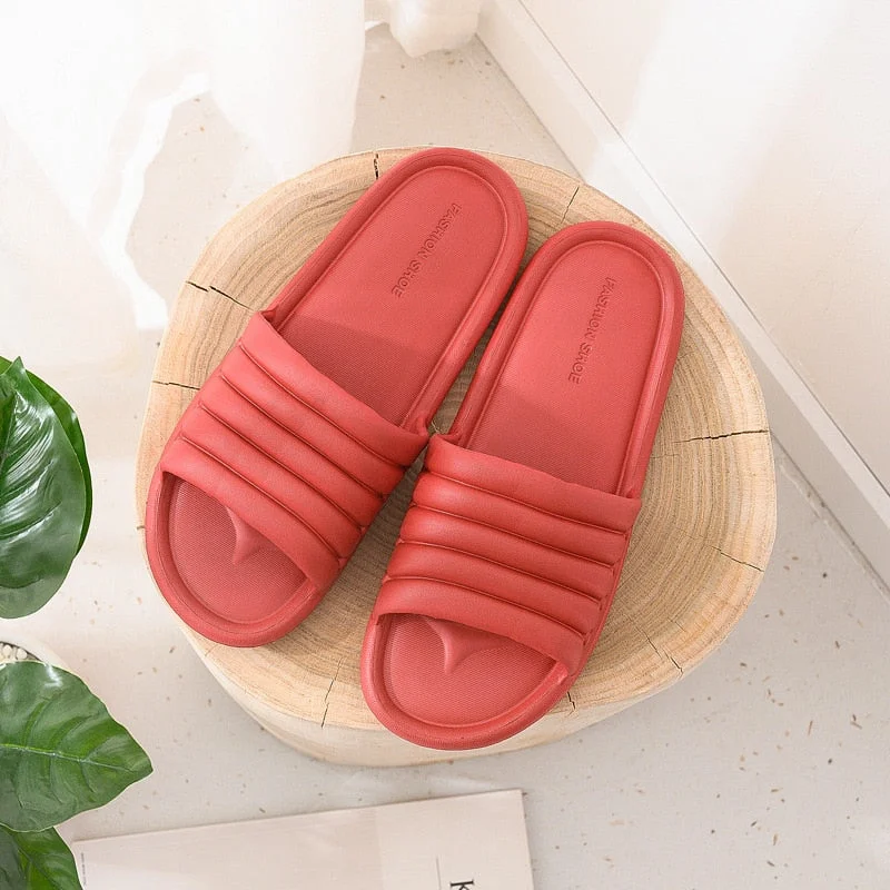 Women's Summer Slippers Unisex EVA Non-slip Bathroom Indoor Slippers Solid Color Flat Floor Slippers Soft Couples Home Shoes