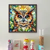 Glass Painting-Owl-11CT Stamped Cross Stitch 40*40cm/15.75*15.75in tapestrymarket