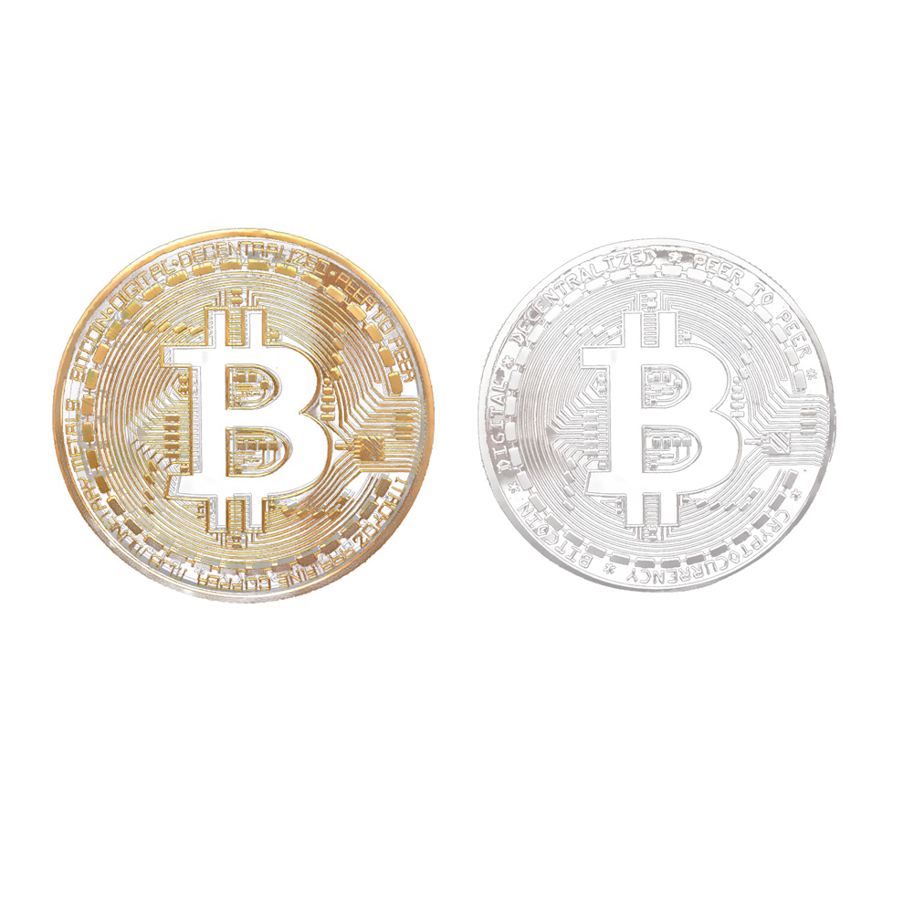 

Gold Plated Bitcoin Coin Souvenirs Metal Physical BTC Collection Coin Gifts, Silver, 501 Original