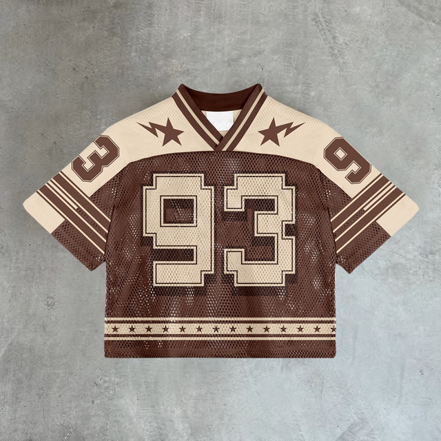 Vintage Number 93 Graphics Blokecore Blokette Jersey V-neck T-shirt