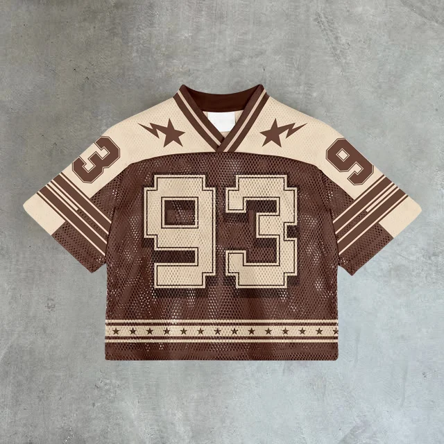 Vintage Number 93 Graphics Blokecore Blokette Jerseyfit V-neck T-shirt