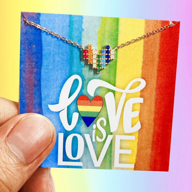 S925 Love is Love Rainbow Necklace