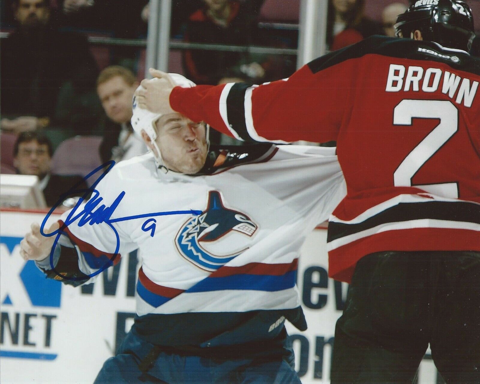 Brad May Signed 8x10 Fight Photo Poster painting Vancouver Canucks Autographed COA