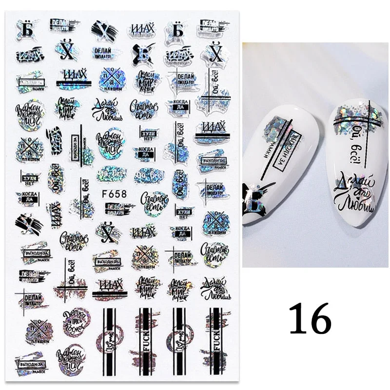 3D White Lace Flowers Translucent Nails Stickers Leaf Ballet Geometry Butterfly Gradient Abstract Nail Art Design Slider Decor