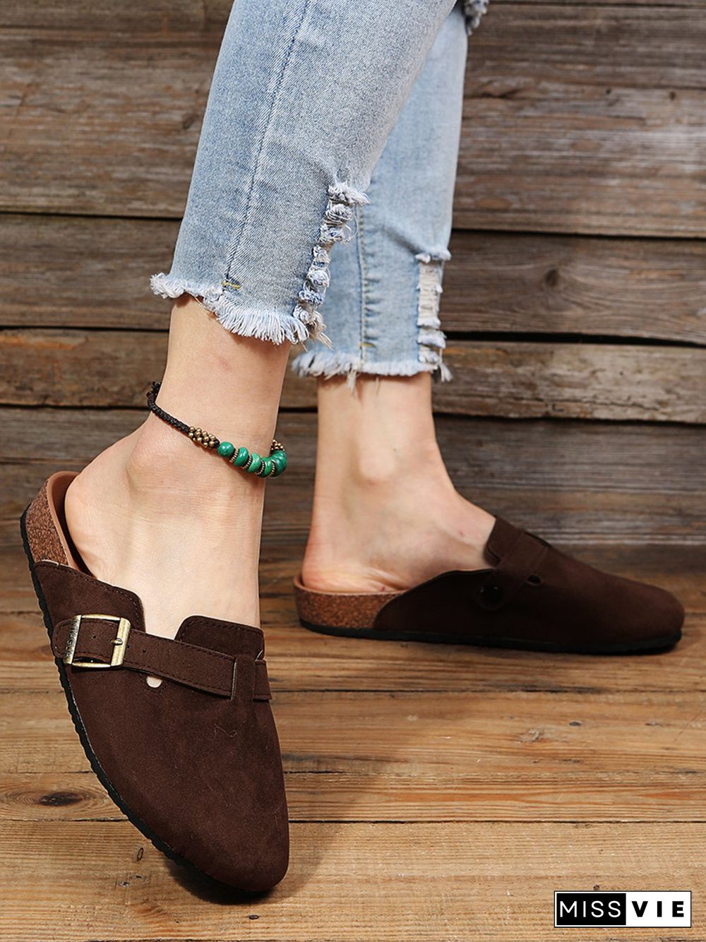 Solid Color Vintage Casual Mules