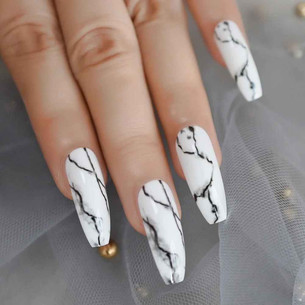 Shimmer Pure Silver Glitter French Nails Clear Spirit Flat Medium Acrylic Press On Nails Full Wraps including glue sticker-Nail Inspo