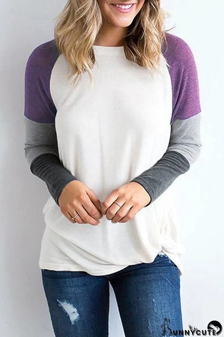 Stitched Long-sleeved Loose T-shirt