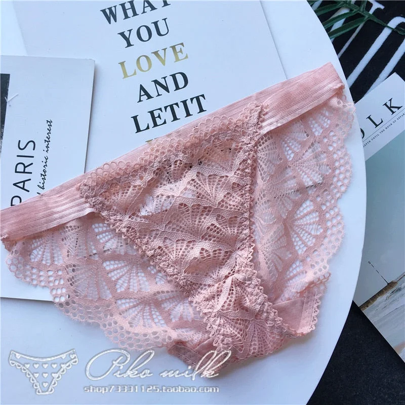 European Style sexy Underwear Women's Cotton Panties Low Waist Pure Color Briefs Fashion Hollow Out Underpants Female Lingerie
