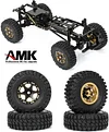 AMK RC Car Wheels Tires and 1.0in Brass Wheel Hub for 1/18 TRX4M 1/24 Axial SCX24 Bronco/JLU/Deadbolt/Gladiator FMS RC Crawler Upgrade Parts