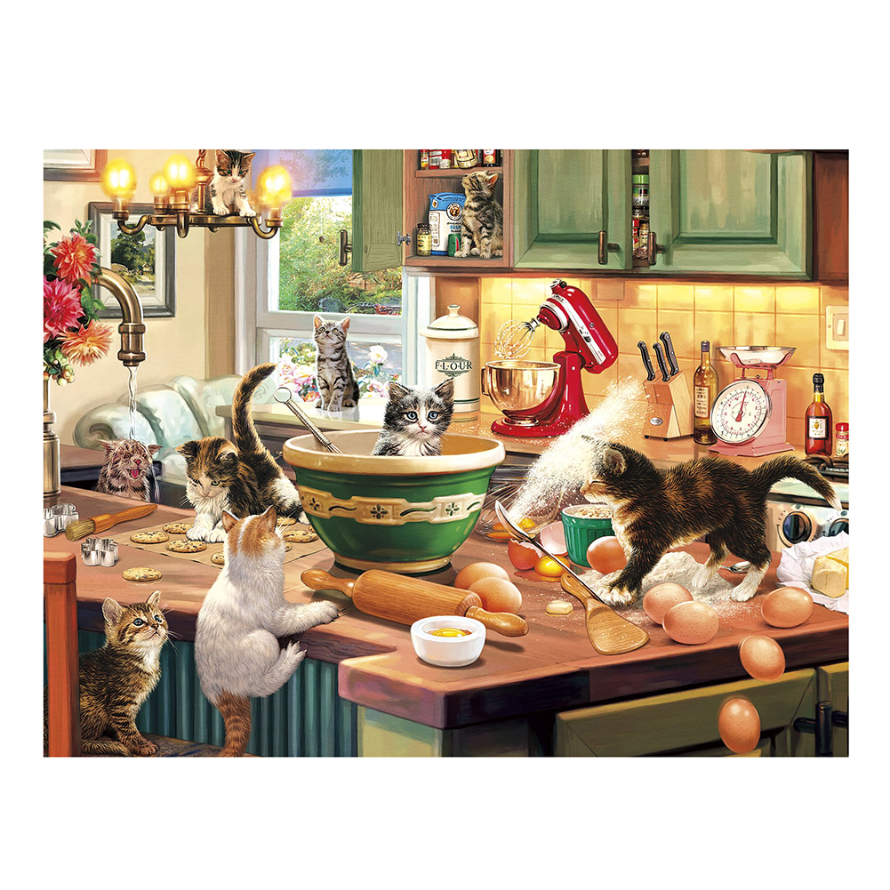 

Cat Cooking - 11CT Stamped Cross Stitch - 46*36CM, 501 Original