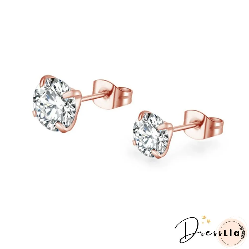 Pairs Stud earrings 925 sterling silver plated round cubic zirconia hypoallergenic set