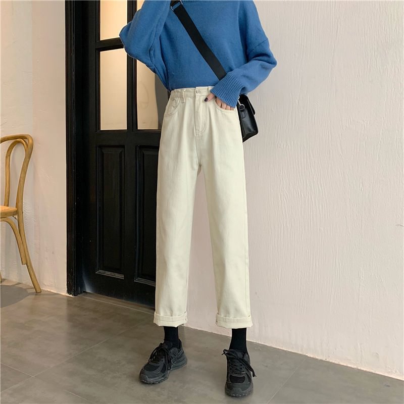Jeans Women Denim Straight Fashion Trouser Spring Vintage Causal Ulzzang Ankle-length All-match Female Hipster Mujer De Moda New
