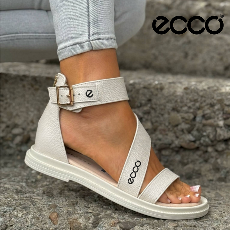 ECCO damskie beżowe sandały z metalową klamrą