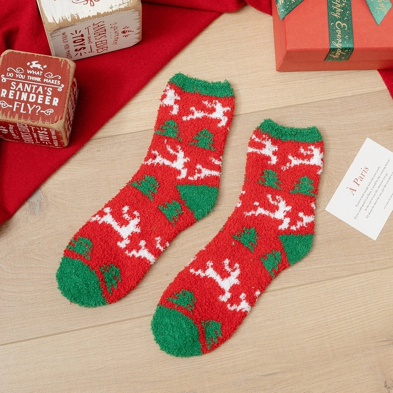 Christmas Socks Women’s Coral Fleece Socks Women’s Carpet Velvet Socks Winter Thickened Floor Sleeping Plush Socks