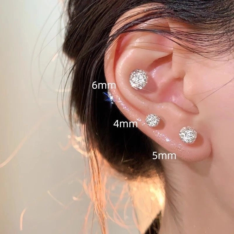 1 Pair Elegant Shiny Ball 302 Stainless Steel Cartilage Earrings