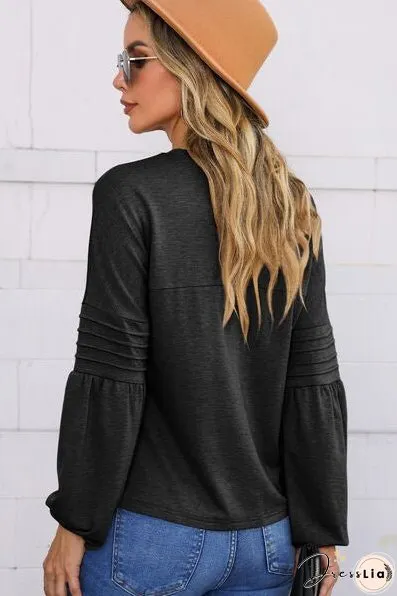 Round Neck Balloon Sleeve T-Shirt