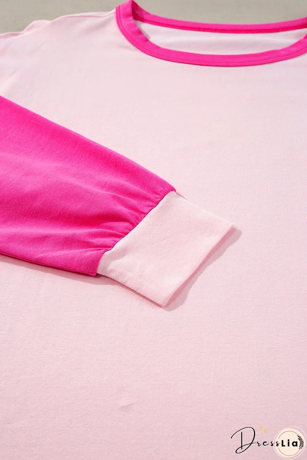Color Block Crew Neck Long Sleeve Top
