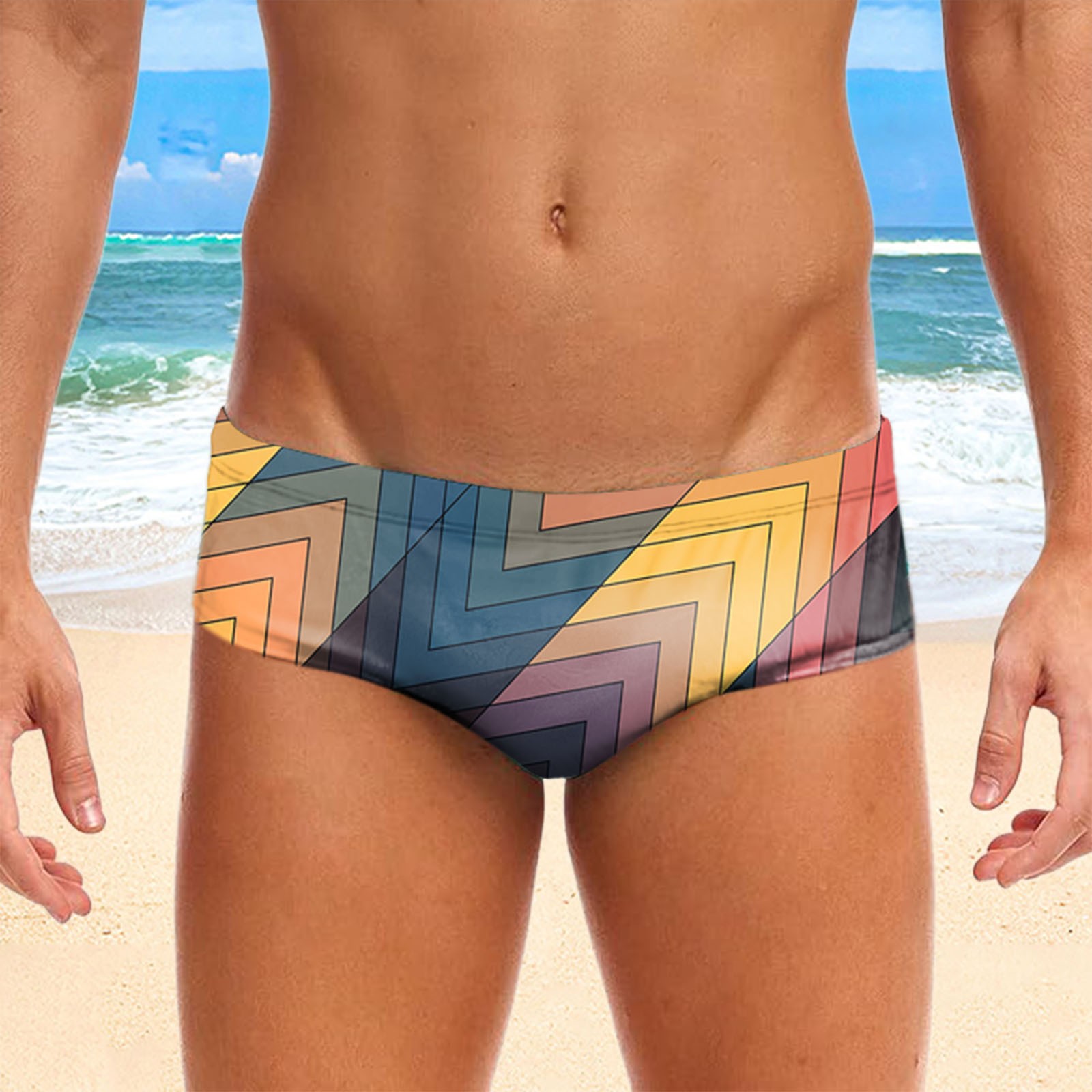 Multiplewell Sexy Men Swimming Trunks Briefs Summer Bikini Swimwear Mens Summer Stretch Swimming Briefs 3d Male Sport Beach Surfing Swimwear