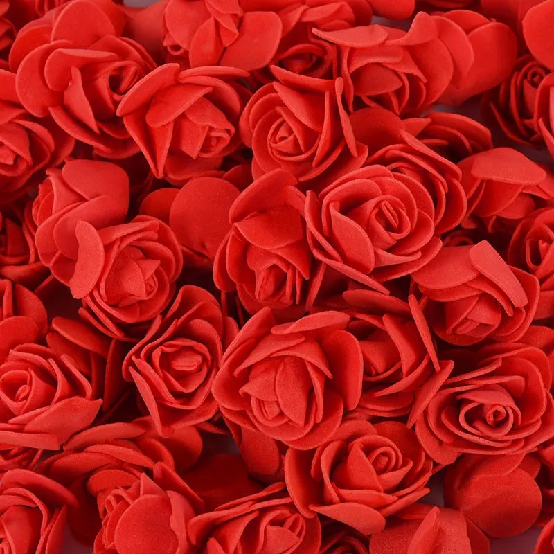 50/100/200Pcs Teddy Bear of Roses 3cm PE Foam Rose Head Artificial Flower Home Decorative Wreath Wedding Valentines Day DIY Gift