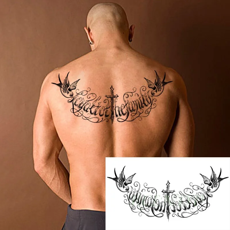 Waterproof Temporary Tattoo Sticker Cross Wing Angel whole back tattoo large tatto flash tatoo fake tattoos for women Men Girl