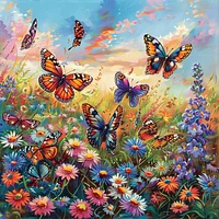 Butterfly In The Flowers - Diamond Painting