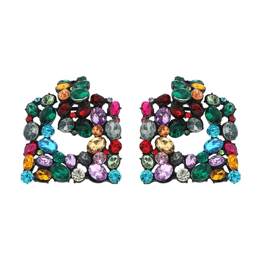 Dvacaman New Arrival Long Colorful Rhinestone Irregular Drop Earrings High Quality Trendy Crystal Pendant Jewelry Gift For Women